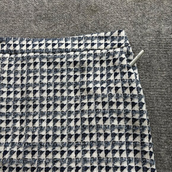 Loft Skirt Womens 12 Houndstooth Mini Blue White Pockets Tweed Preppy Career - Picture 8 of 13